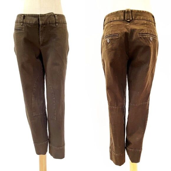 Ann Taylor LOFT Olive Green/Brown Cropped Riding Pants 6P Everyday - Picture 9 of 11
